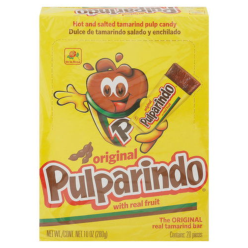 Pulparindo Tamarind Bar, with Real Fruit, Original