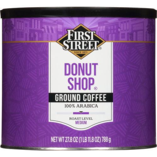 First Street Coffee, 100% Arabica, Ground, Medium, Donut Shop