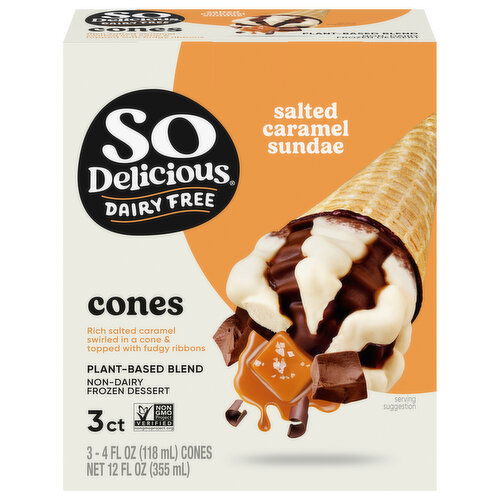 So Delicious Dairy Free Non-Dairy Cones Salted Caramel Sundae Frozen Dessert