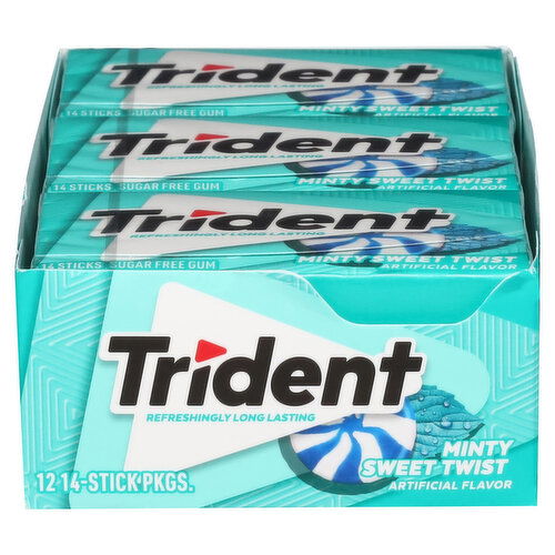 Trident Gum, Sugar Free, Minty Sweet Twist
