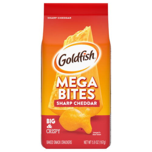 Goldfish Baked Snack Crackers, Sharp Cheddar, Mega Bites