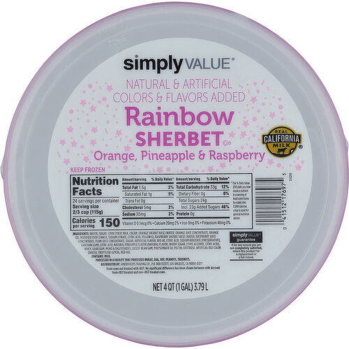 Simply Value Sherbet, Rainbow