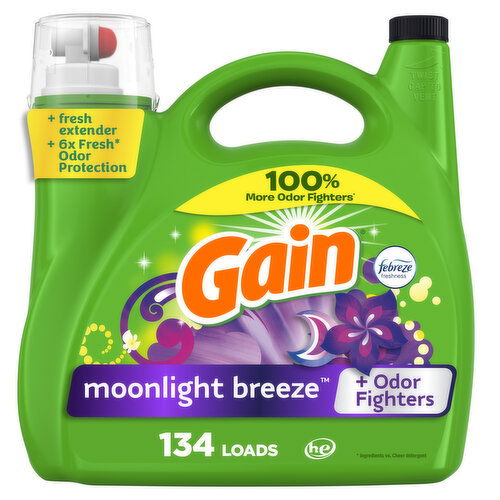 Gain Liquid Laundry Detergent, Moonlight Breeze Scent, 134 loads