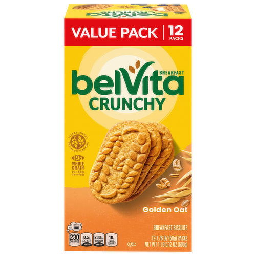 belVita Breakfast Biscuits, Golden Oat, Crunchy, Value Pack