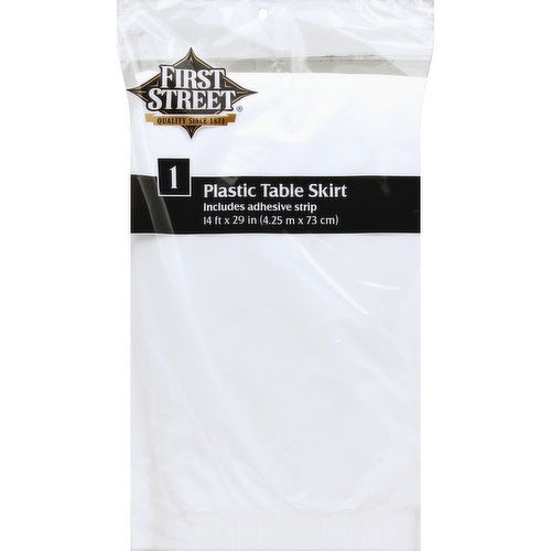 First Street Table Skirt, Plastic, White