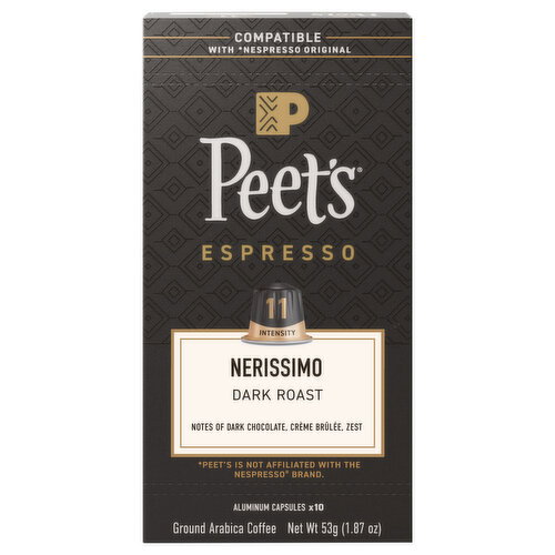 Peet's Aluminum Capsules Ground Dark Roast Nerissimo Coffee