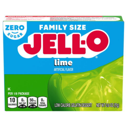 Jell-O Low Calorie Zero Sugar Lime Gelatin Dessert Family Size