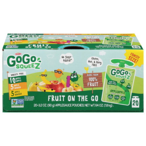 GoGo Squeez Applesauce, Fruit on the Go, Family Size