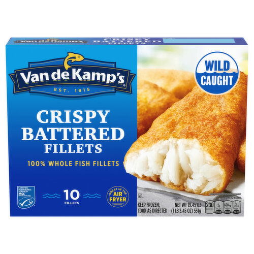 Van de Kamp's Crispy Battered 100% Whole Wild Caught Fish Fillets