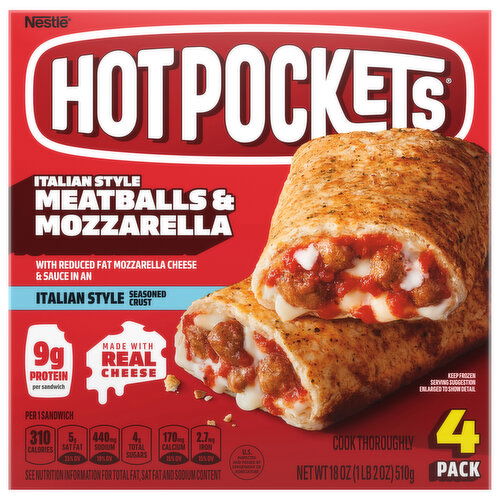 Hot Pockets Italian Style Seasoned Crust Meatballs & Mozzarella Sandwiches