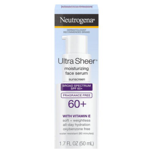 Neutrogena Sunscreen, Face Serum, Moisturizing, Fragrance Free, SPF 60+