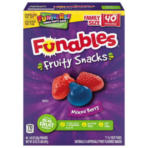 Funables Fruity Snacks, Mixed Berry, Family Size