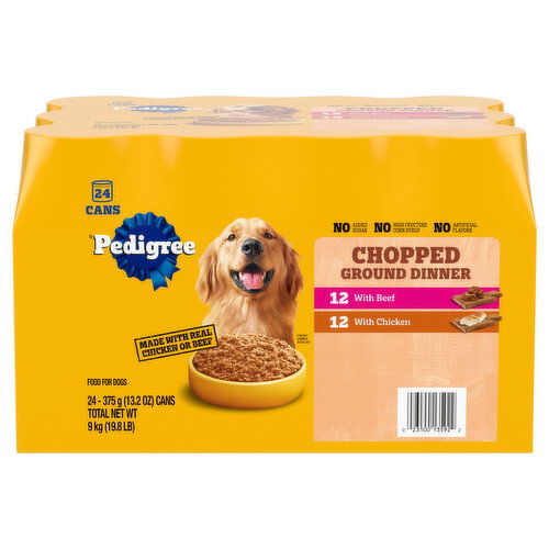 Pedigree Dog Food, with Beef/with Chicken, Chopped Ground Dinner
