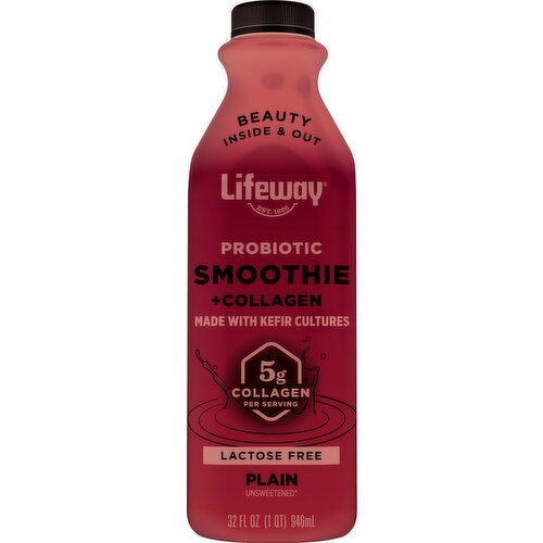 Lifeway Probiotic Smoothie + Collagen, Lactose Free, Plain, Unsweetened Image 1 of 6