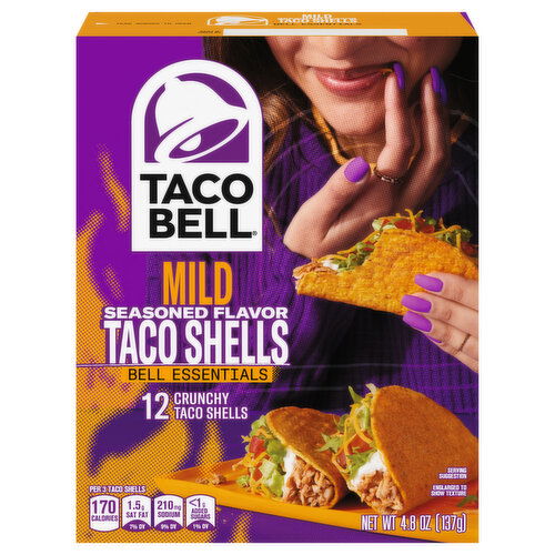 Taco Bell Bell Essentials Crunchy Mild Seasoned Flavor Taco Shells