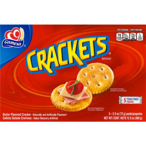 Gamesa Crackers, Butter Flavored, 5 Packs