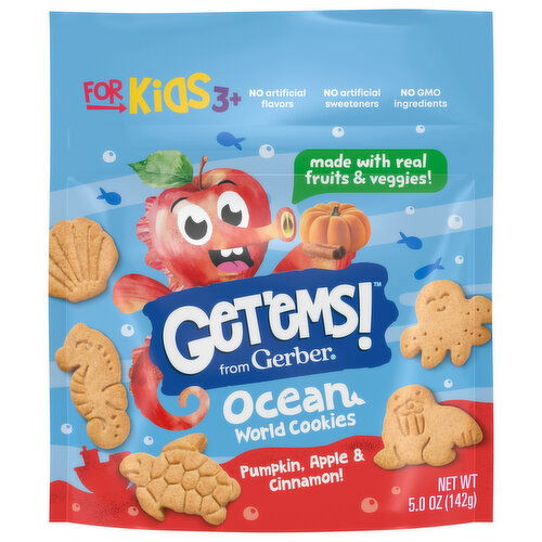 Gerber Cookies, Ocean World, for Kids 3+, Pumpkin, Apple & Cinnamon