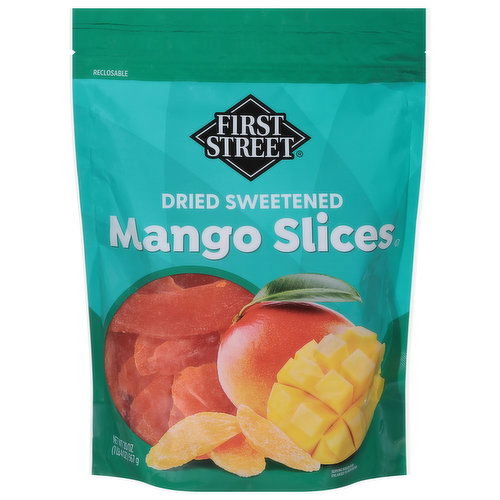 First Street Mango Slices, Dried, Sweetened