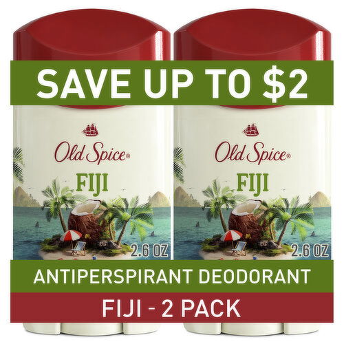 Old Spice Men's Antiperspirant and Deodorant, Fiji with Palm Tree, 24/7 Sweat Protection, Twin Pack
