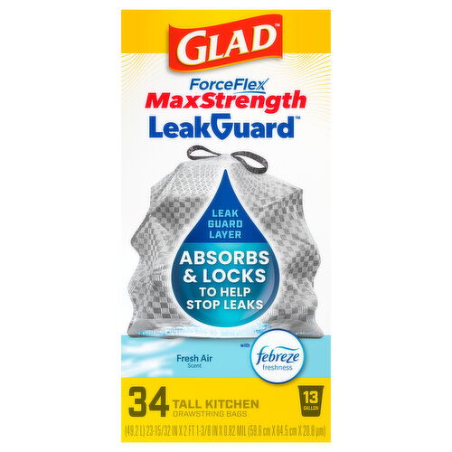 Glad Max Strength 13 Gallon Tall Kitchen Drawstring Bags
