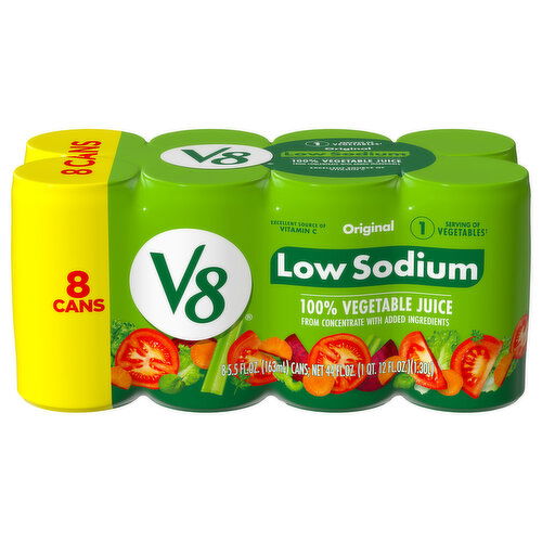 V8 100% Vegetable Juice, Original, Low Sodium