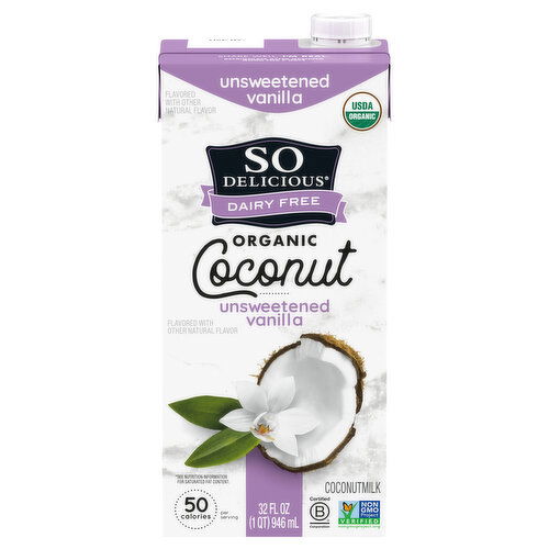 So Delicious Dairy Free Coconutmilk, Organic, Unsweetened Vanilla