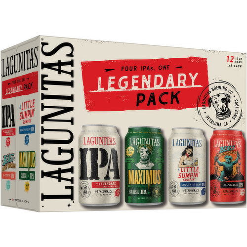 Lagunitas This Lagunitas VarietI-PAck that stands before your cart is packed with an ale for every occasion and four of our most balanced, drinkable and dazzling brews: IPA, A Little Sumpin' Sumpin', Maximus and Beast of Both Worlds.