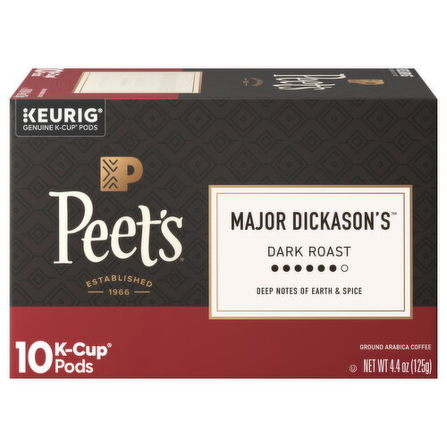 Peet's K-Cup Pods Ground Dark Roast Major Dickason's Coffee