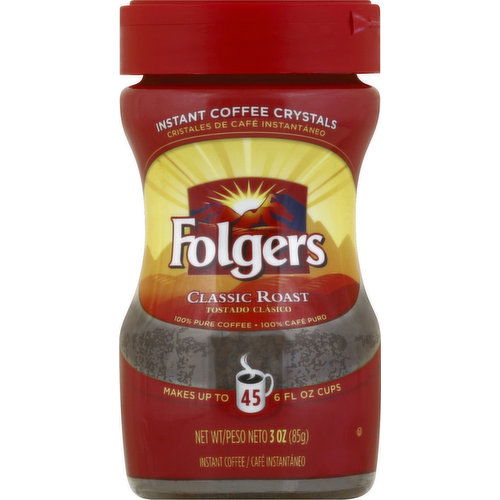 Folgers Coffee, Instant Crystals, Classic Roast