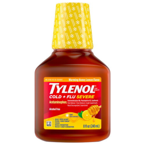 Tylenol for Adults Day Warming Honey Lemon Flavor Cold + Flu Severe Image 1 of 5