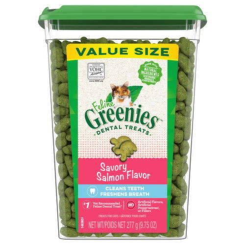 Greenies Cat Treats, Saory Salmon Flavor, Dental Treats, Value Size