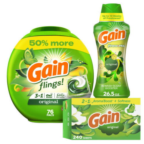 Gain dryer sheets, 240 Count, Original Scent Fabric Softener Sheets