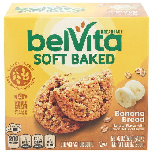 belVita Breakfast Biscuits, Soft Baked, Banana Bread