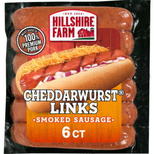 Hillshire Farm Cheddarwurst Smoked Sausage with Wisconsin Cheese, 6 Links