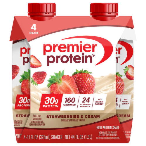 Premier Protein ShakeStrawberries & Cream, 30g Protein, 11 Fl Oz, 4 Ct