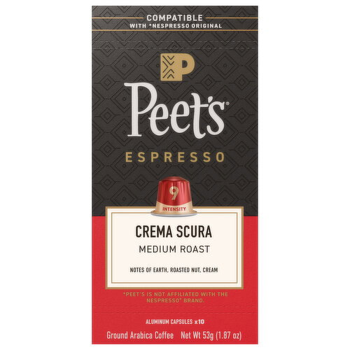 Peet's Aluminum Capsules Espresso Medium Roast Crema Scura Coffee