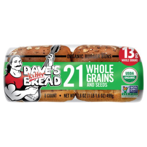 Dave's Killer Bread Burger Buns, 21 Whole Grains and Seeds, Organic