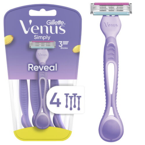 Venus Venus Simply 3 Reveal Disposable Razors, 4 Count Image 1 of 6