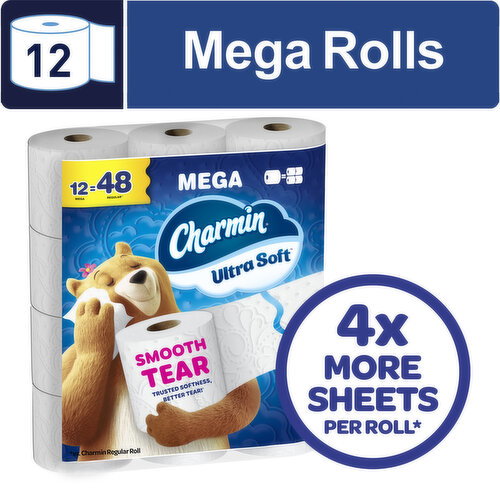 Charmin Charmin Toilet Paper Ultra Soft, 12 Mega Rolls Image 1 of 6