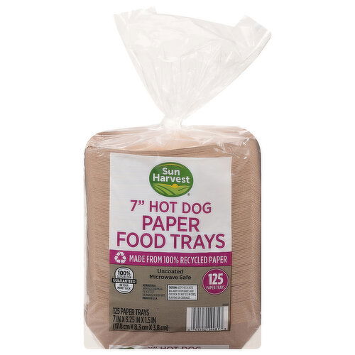 Sun Harvest Paper Food Trays, Uncoated, 7 Inch, Hot Dog