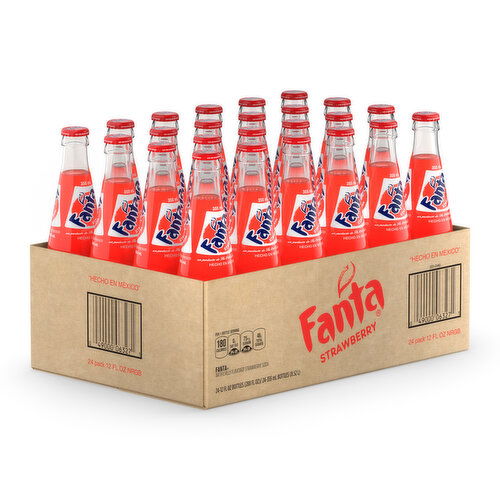 Fanta Strawberry Soda Soft Drink Glass Bottles