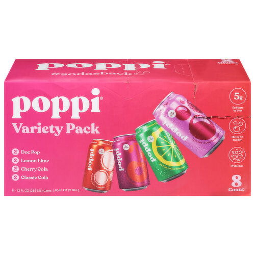 Poppi Prebiotic Soda, Assorted, Variety Pack