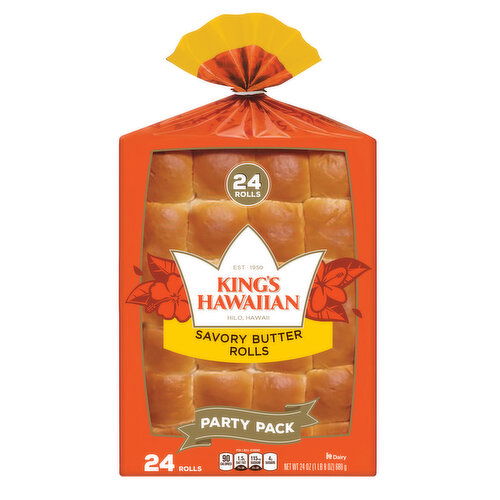 King's Hawaiian Savory Butter Rolls, 24 Count