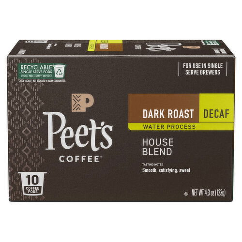 Peet's Coffee Pods Decaf Water Process House Blend Coffee