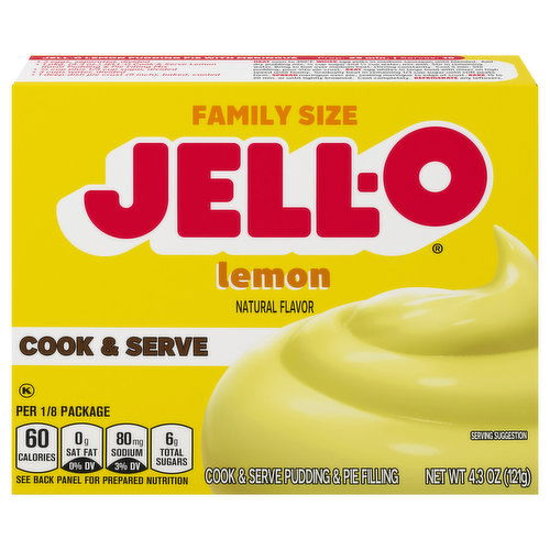 Jell-O Pudding & Pie Filling, Lemon, Cook & Serve, Family Size