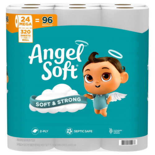 Angel Soft 2-Ply Mega Rolls Unscented Mega Rolls Bathroom Tissue