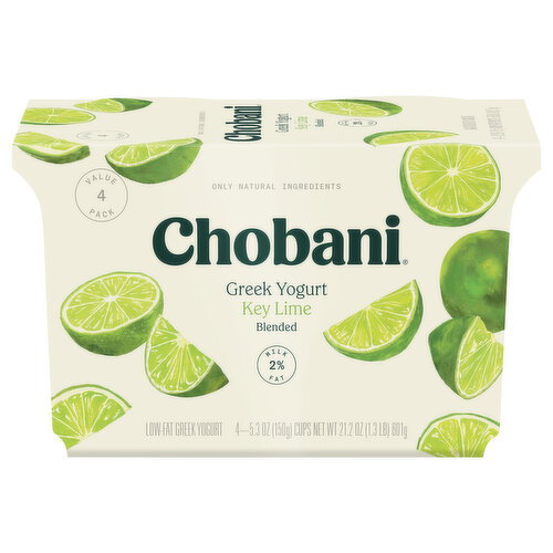 Chobani Value 4 Pack Blended Key Lime Reduced Fat Greek Yogurt Image 1 of 10