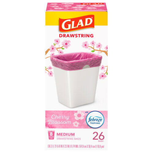 Glad Drawstring Cherry Blossom OS Med 8 Gal