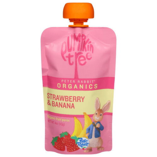 Pumpkin Tree Fruit Puree, Organic, Strawberry & Banana