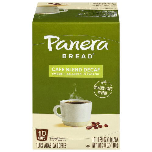 Panera Bread Coffee, 100% Arabica, Cafe Blend Decaf, Cups